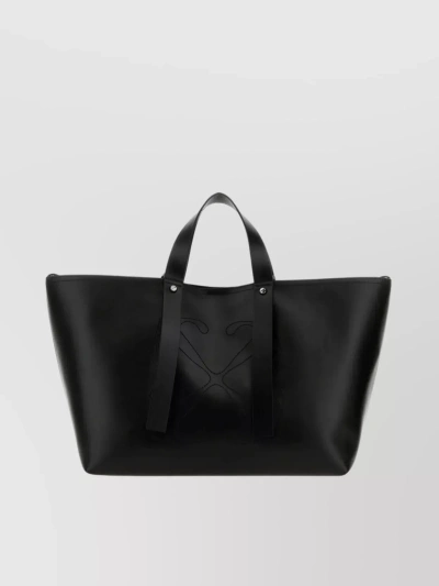 Off-white Medium Leather Day Shopping Bag In Black