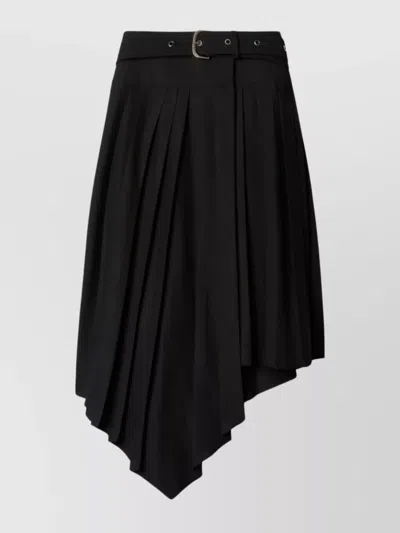 Off-white Off White Belted Tech Drill Pleated Skirt In Black