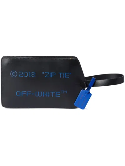Off-white Medium Zip Tie Clutch In Black