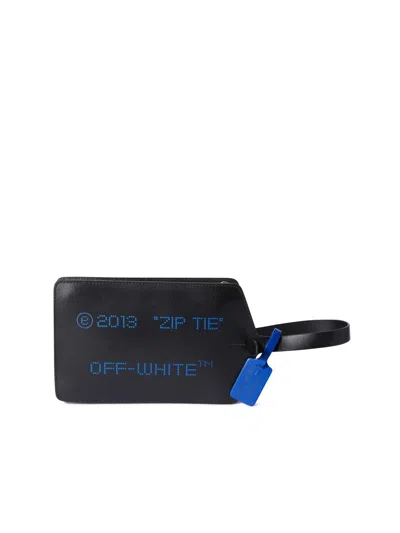 Off-white Medium Zip Tie Clutch In Black