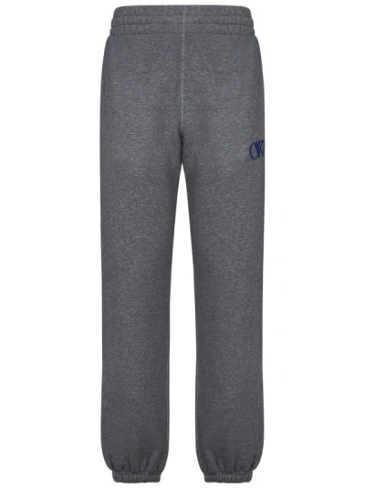 Off-white Melange Gray Cotton Joggers In Grey