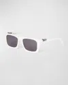 Off-white Men's Albany Acetate Rectangle Sunglasses In 0107 White Dark Grey