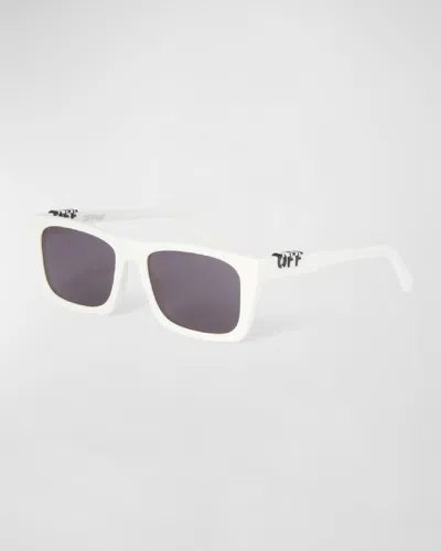 Off-white Men's Albany Acetate Rectangle Sunglasses In 0107 White Dark Grey