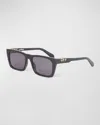 Off-white Men's Albany Acetate Rectangle Sunglasses In 1007 Black Dark Grey