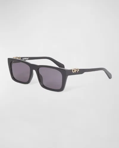 Off-white Men's Albany Acetate Rectangle Sunglasses In 1007 Black Dark Grey