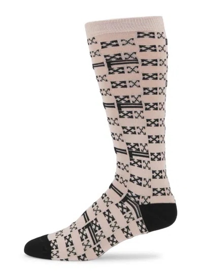 Off-white Men's Arrow Jacquard Knit Socks In Camel Black
