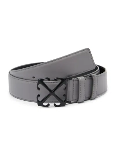 Off-white Men's Arrow Leather Belt In Grey