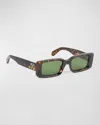 Off-white Men's Arthur Acetate Rectangle Sunglasses In 6455 Havana Green
