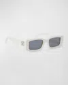 Off-white Men's Arthur Arrows Acetate Rectangle Sunglasses In White Dark Grey