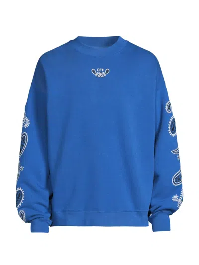 Off-white Bandana Arrow Skate Cotton Sweatshirt In Nautical Blue