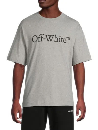 OFF-WHITE MEN'S BIG BOOKISH SKATE GRAPHIC COTTON JERSEY T-SHIRT