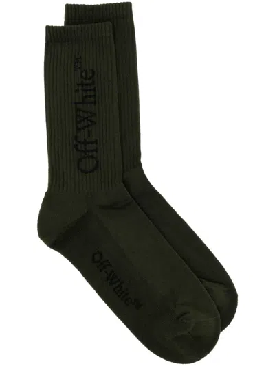 Off-white Men's Big Logo Bksh Mid Calf Socks In Greyblack