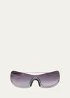 Off-white Men's Big Wharf Shield Sunglasses In Purple