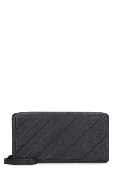 Off-white Men's Black 3d Leather Crossbody Handbag For Fw23