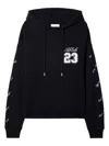 Off-white Embroidered Brushed Cotton Hoodie In Blackwhite