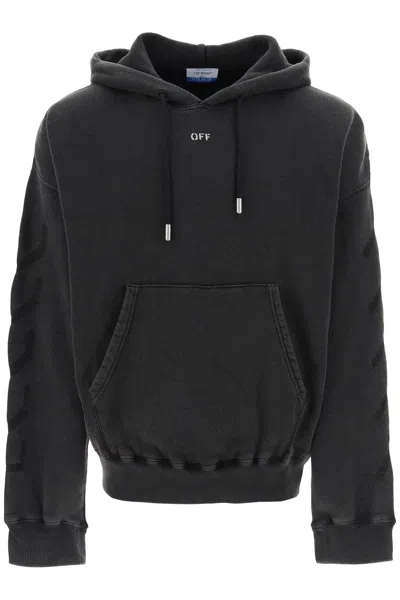 OFF-WHITE MEN'S BLACK COTTON OVER HOODIE FOR SS24