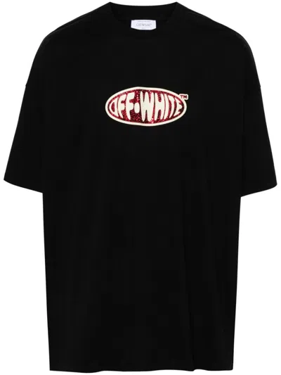 Off-white Men's Black Logo Print Cotton T-shirt For Ss24