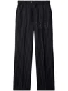 Off-white Number-print Pinstriped Slim-cut Trousers In Black