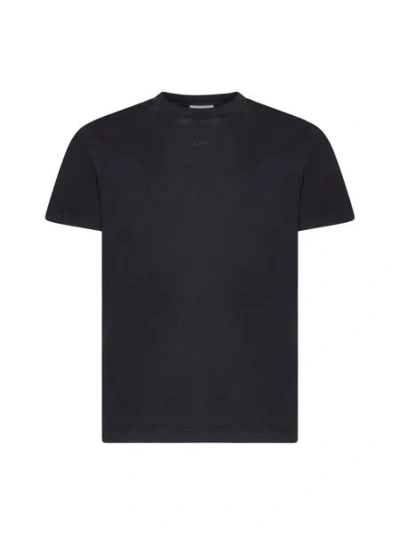Off-white Men's Black Ribbed Crew-neck T-shirt With Maxi Print For Fw23