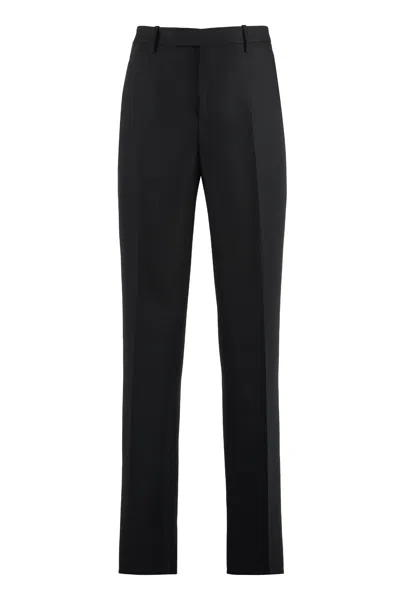 OFF-WHITE MEN'S BLACK WOOL TAILORED TROUSERS FOR SS23
