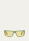 Off-white Men's Bologna Acetate Wrap Sunglasses In Green