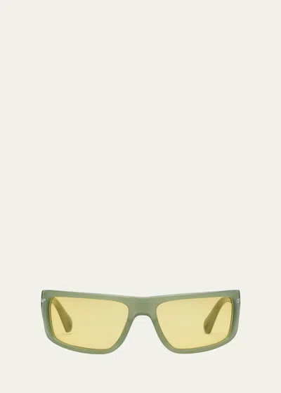 Off-white Men's Bologna Acetate Wrap Sunglasses In Green