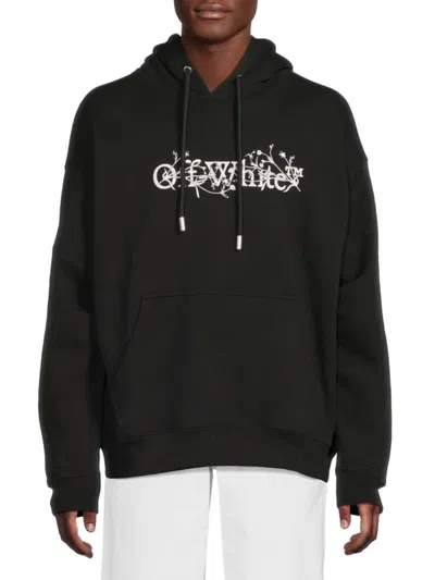 Off-white Bookish Printed French Cotton-terry Hoodie In Black