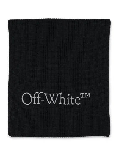OFF-WHITE MEN'S BOOKISH KNIT SCARF IN BLACK/SILVER