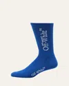 Off-white Big Logo Bookish Mid Calf Socks In Nautical Blue White