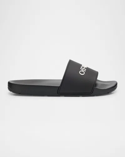 OFF-WHITE MEN'S BOOKISH LOGO SLIDE SANDALS