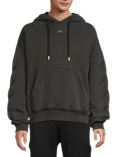 Off-white Men's Bw S. Matthew Cotton Jersey Hoodie In Brown
