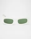 Off-white Men's Cary Acetate Rectangle Sunglasses In 10155white Green