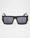 Off-white Men's Chester Acetate Square Sunglasses In 11007black Dark Grey