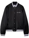 Off-white College Satin Souvenir Bomber Jacket In Blackwhite