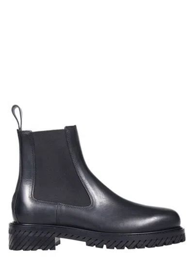 OFF-WHITE MEN'S COMBAT LACE-UP BOOTS WITH DIAG ICONICRUBBER SOLE