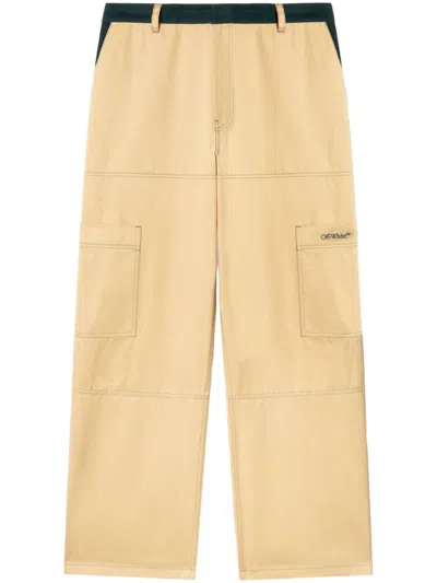 Off-white Men Contrasting Waistband And Stitch Cargo Pants In Multicolor