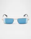 Off-white Rectangular Sunglasses In 17645gold Blue