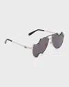 Off-white Men's Dallas Meteor Metal Aviator Sunglasses In Silver Dark Grey