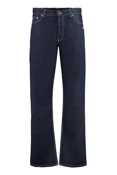 Off-white Men's Denim Straight-leg Trousers With Metal Buttons And Rivets