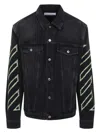 Off-white Diagonal Arrow Outline Embroidered Denim Skate Jacket