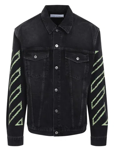 OFF-WHITE MEN'S DIAG ARR OUTL DEN SKATE JACKET