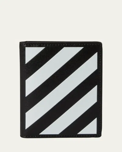 Off-white Men's Diagonal Stripe Leather Wallet In Black White