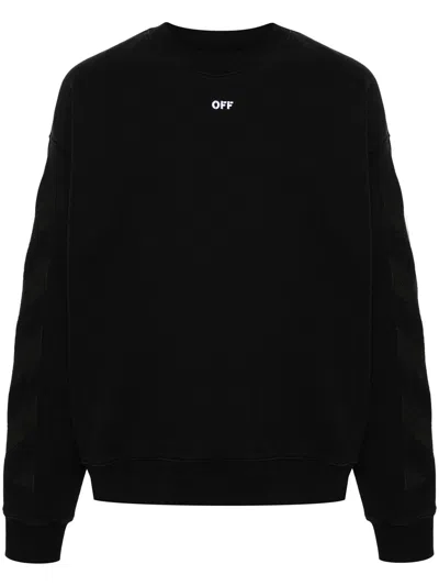 Off-white Off White Men Diagonal Striped Sweatshirt In Black