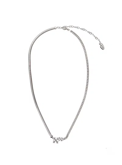 Off-white Men Double Arrow Necklace In Metallic