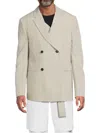 Off-white Men's Double-breasted Virgin Wool Blazer In Beige