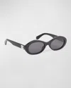 Off-white Men's Edison Acetate Oval Sunglasses In 1007 Black Dark Grey