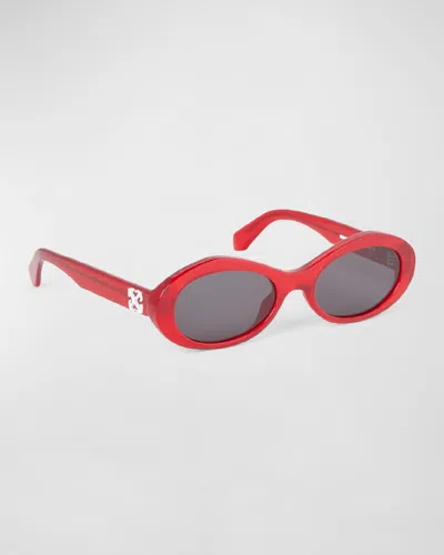 Off-white Men's Edison Acetate Oval Sunglasses In Gray