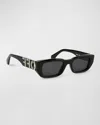 Off-white Men's Fillmore Acetate Rectangle Sunglasses In Black Dark Grey