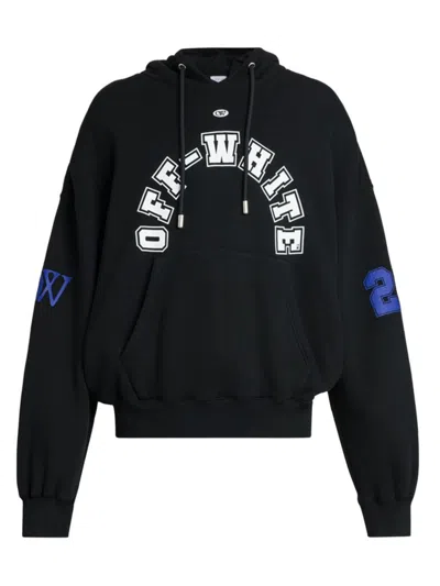 Off-white Brushed Cotton Football Printed Hoodie In Black White