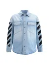 Off-white Light Blue Cotton Fresco Shirt With Flap Pockets